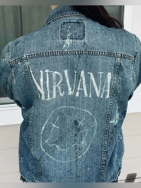 🎸 ONE-OF-A-KIND Custom Nirvana Hand-Painted Levi’s Denim Jacket XL 🎸 rare rock
